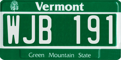 VT license plate WJB191