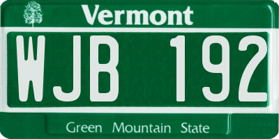 VT license plate WJB192