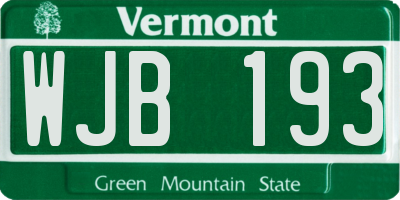 VT license plate WJB193