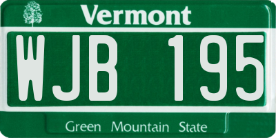 VT license plate WJB195
