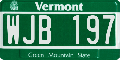 VT license plate WJB197