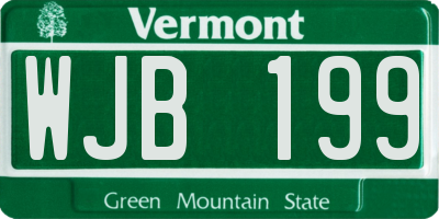 VT license plate WJB199