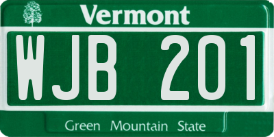 VT license plate WJB201