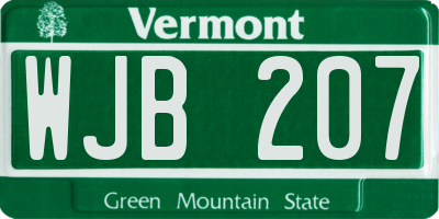 VT license plate WJB207