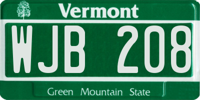 VT license plate WJB208