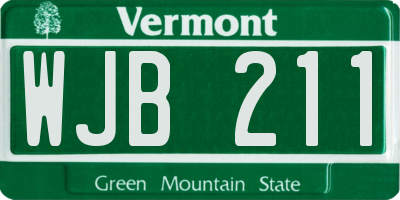 VT license plate WJB211