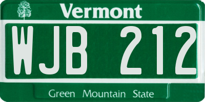 VT license plate WJB212