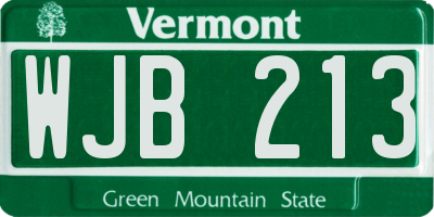 VT license plate WJB213