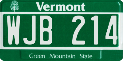 VT license plate WJB214