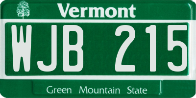 VT license plate WJB215