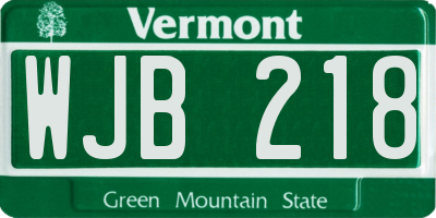 VT license plate WJB218