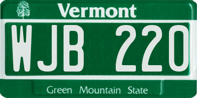 VT license plate WJB220