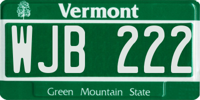 VT license plate WJB222