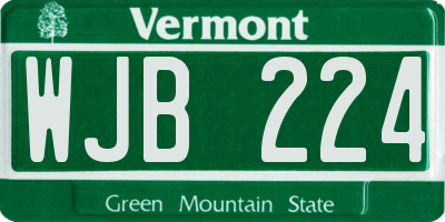 VT license plate WJB224