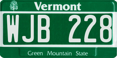 VT license plate WJB228