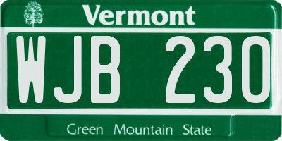VT license plate WJB230