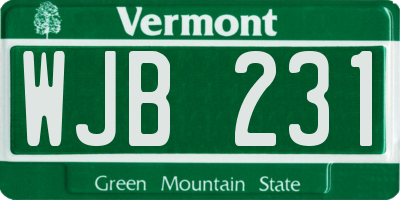 VT license plate WJB231