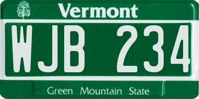 VT license plate WJB234