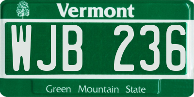 VT license plate WJB236