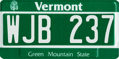 VT license plate WJB237