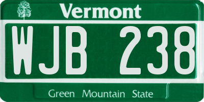 VT license plate WJB238