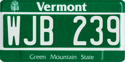 VT license plate WJB239
