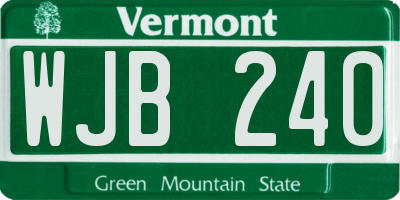 VT license plate WJB240