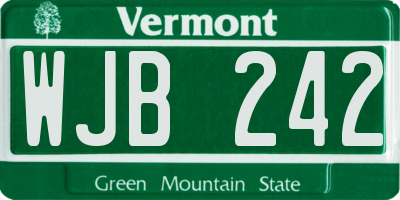 VT license plate WJB242