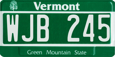 VT license plate WJB245