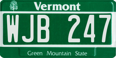VT license plate WJB247