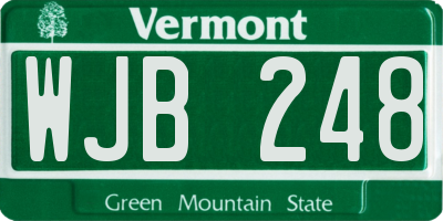 VT license plate WJB248