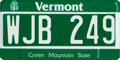 VT license plate WJB249
