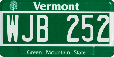 VT license plate WJB252