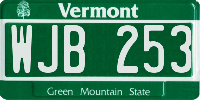 VT license plate WJB253