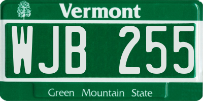 VT license plate WJB255