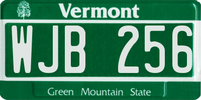 VT license plate WJB256