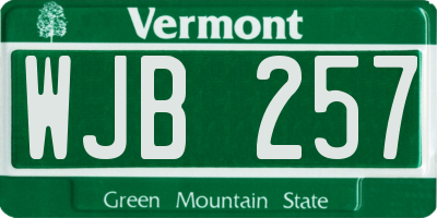 VT license plate WJB257