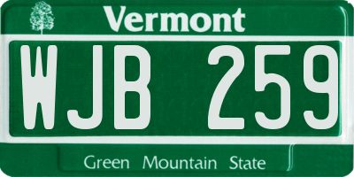 VT license plate WJB259
