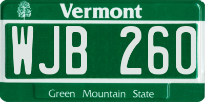 VT license plate WJB260