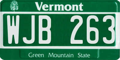 VT license plate WJB263