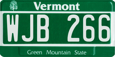 VT license plate WJB266