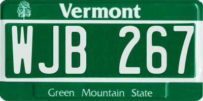VT license plate WJB267