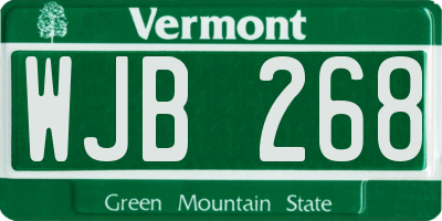 VT license plate WJB268