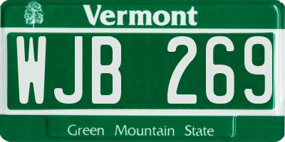 VT license plate WJB269