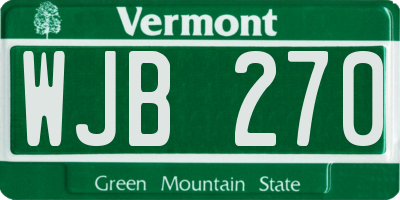 VT license plate WJB270