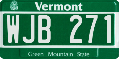VT license plate WJB271