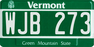 VT license plate WJB273