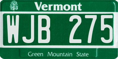 VT license plate WJB275
