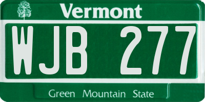 VT license plate WJB277