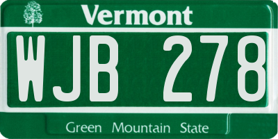 VT license plate WJB278
